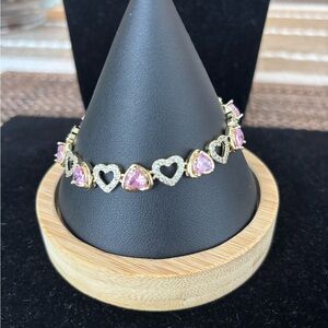Elegant Heart Bracelet with Pink and 18K Gold filled Accents